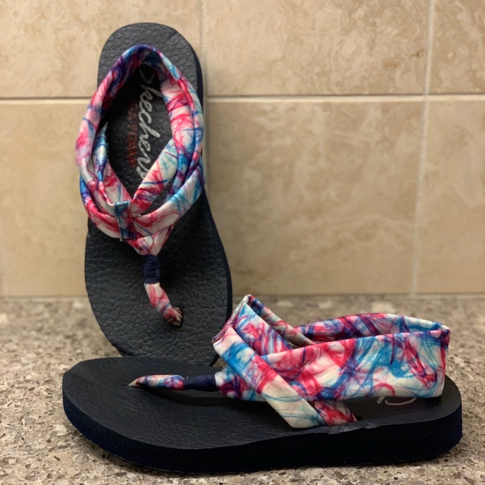 SKECHERS Yoga Foam Sandals 
Pink, white & blue tie dye tye dye
size 5